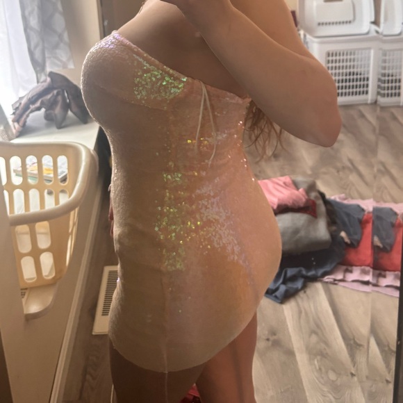 Fashion Nova Sequin Pink Streetwear Tight Short Dress - Picture 4 of 8